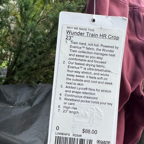 Wunder Train High-Rise Crop 23" Sz 2 Red Merlot NWT - Picture 5 of 6